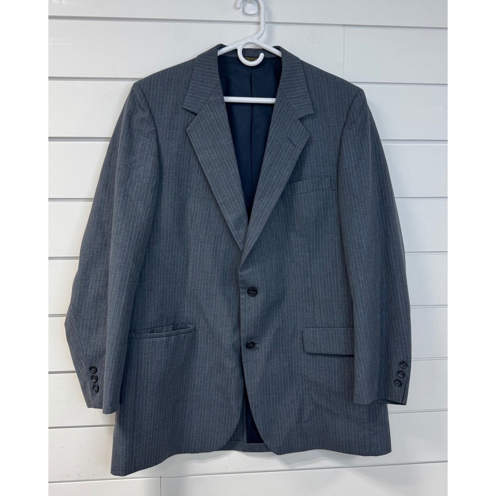 Hunter Haig Mens Grey Pinstripe 3 Piece Suit Blazer Vest Trousers USA Made